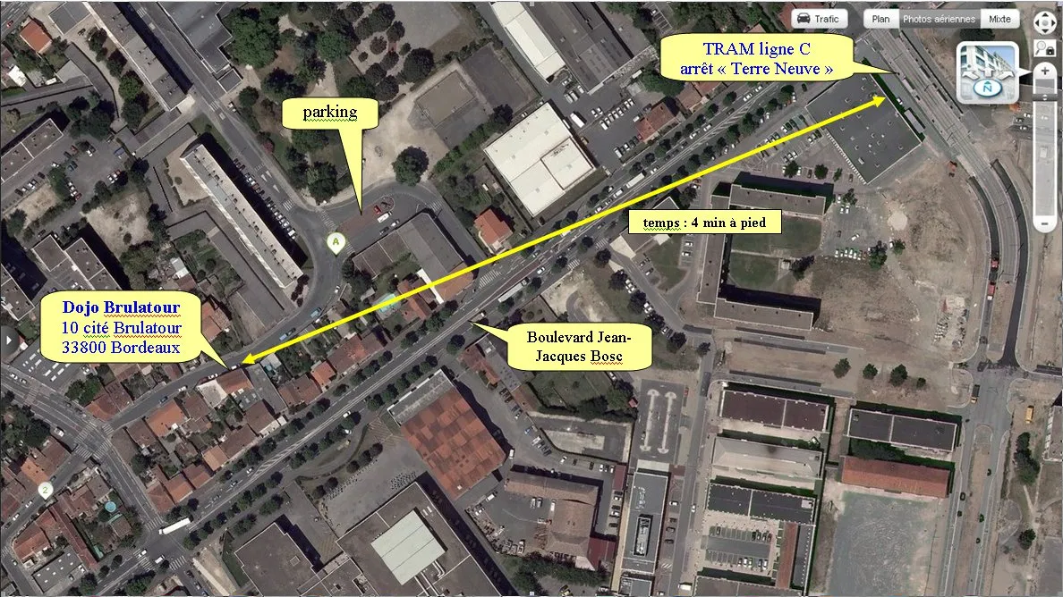 Plan d’accès annoté au Dojo de Brulatour